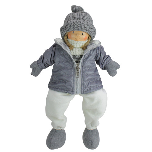 Cheerful Sitting Girl Christmas Figure - 16" - IMAGE 1