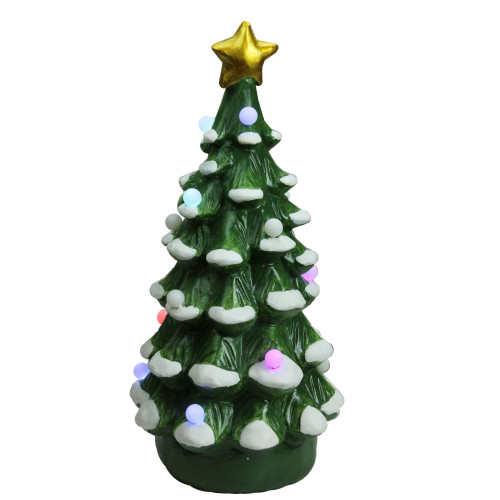 18.25" Green and White LED Lighted Musical Christmas Tree Tabletop - IMAGE 1