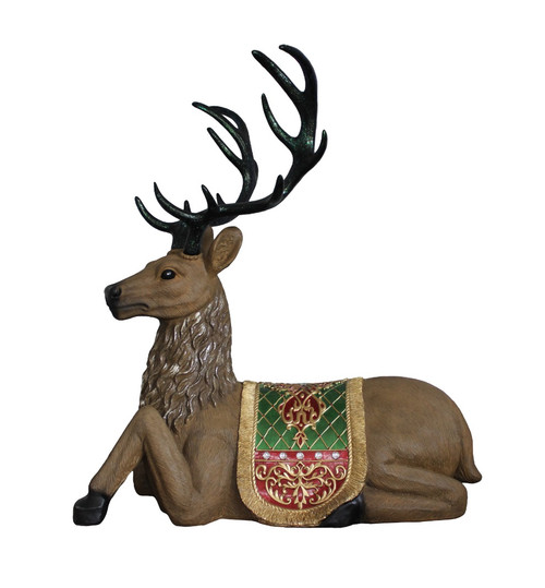 47" Brown and Green Commercial Grade Sitting Reindeer Christmas Decoration - IMAGE 1