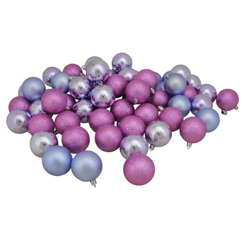 60ct Pink and Purple Shatterproof 4-Finish Christmas Ball Ornaments 2.5" (60mm) - IMAGE 1