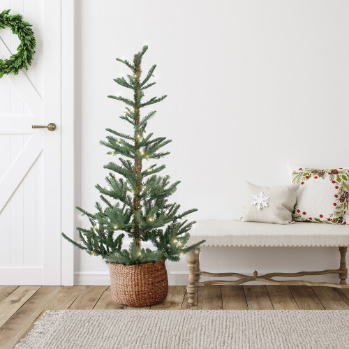 Real Touch™️ Pre-Lit Slim Nordmann Artificial Christmas Tree - 4.5' - Warm Clear LED Lights - IMAGE 1