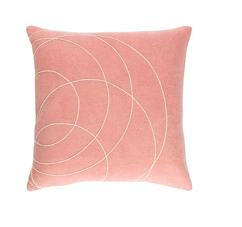 18" Pink and White Swirl Design Square Throw Pillow - IMAGE 1