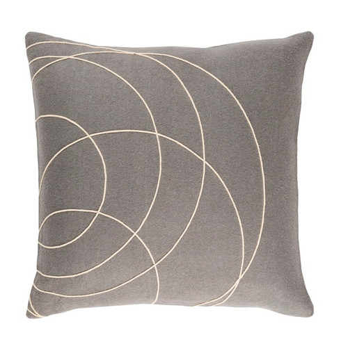 22" Gray and Beige Contemporary Square Throw Pillow - IMAGE 1