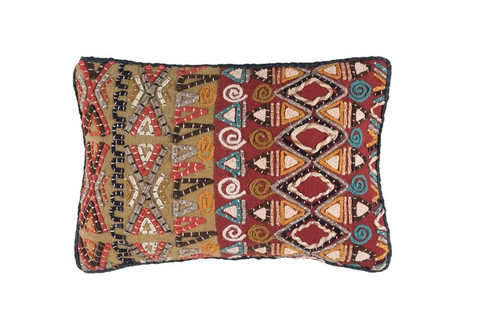 19" Red and Teal Blue Rectangular Throw Pillow - IMAGE 1