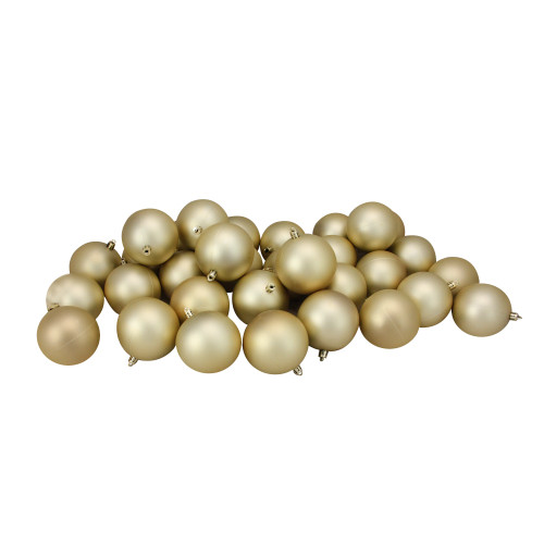 Matte Shatterproof Christmas Ball Ornaments 3.25" (80mm) - Champagne Gold - 32ct - IMAGE 1