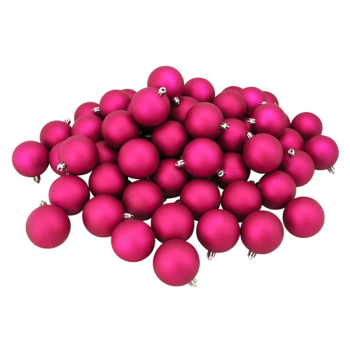 32ct Matte Magenta Pink Shatterproof Christmas Ball Ornaments 3.25" (80mm) - IMAGE 1