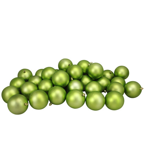 32ct Matte Kiwi Green Shatterproof Christmas Ball Ornaments 3.25" (80mm) - IMAGE 1