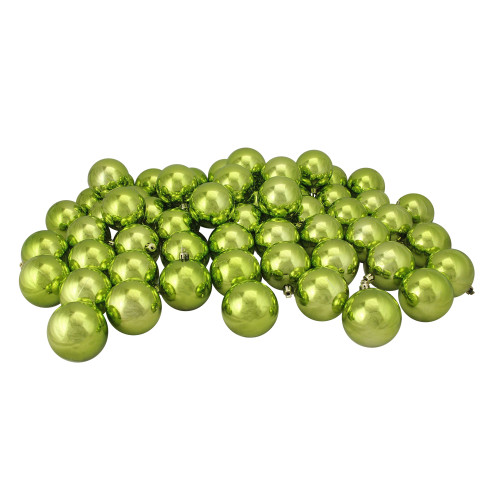 60ct Kiwi Green Shatterproof Shiny Christmas Ball Ornaments 2.5" (60mm) - IMAGE 1