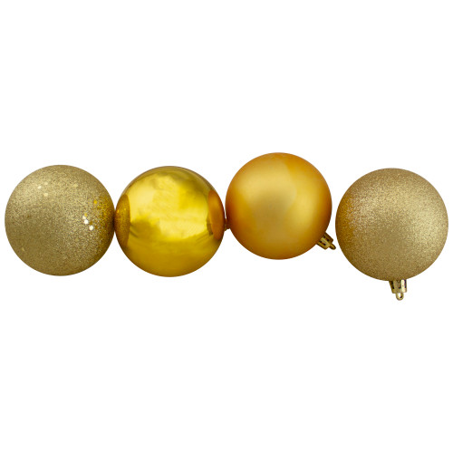 32ct Vegas Gold Shatterproof 4-Finish Christmas Ball Ornaments 3.25" (80mm) - IMAGE 1