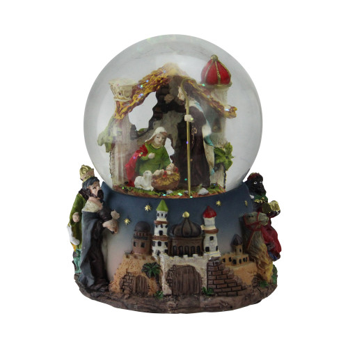 5.75" Nativity Manger Scene Religious Christmas Musical Snow Globe - IMAGE 1