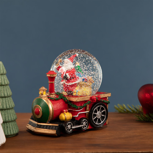 Santa Claus Musical Train Christmas Snow Globe - 6" - IMAGE 1