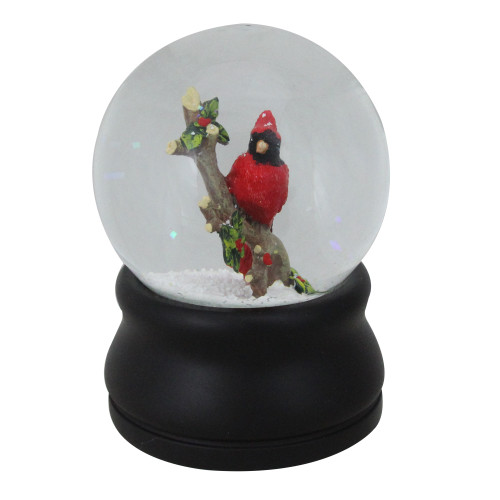 5.75" Red Cardinal on Branch Musical Christmas Snow Globe - IMAGE 1