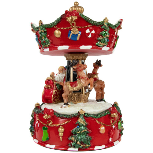 6.5 Animated Musical Santa & Reindeer Carousel Christmas Tabletop ...