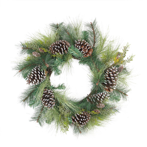 Mixed Long Needle Pine and Pine Cone Artificial Christmas Wreath - 28" - Unlit - IMAGE 1