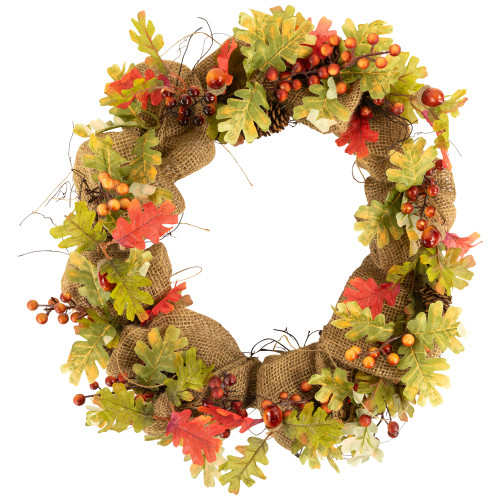 Berries and Pinecones Artificial Fall Harvest Twig Wreath, 18-Inch, Unlit - IMAGE 1
