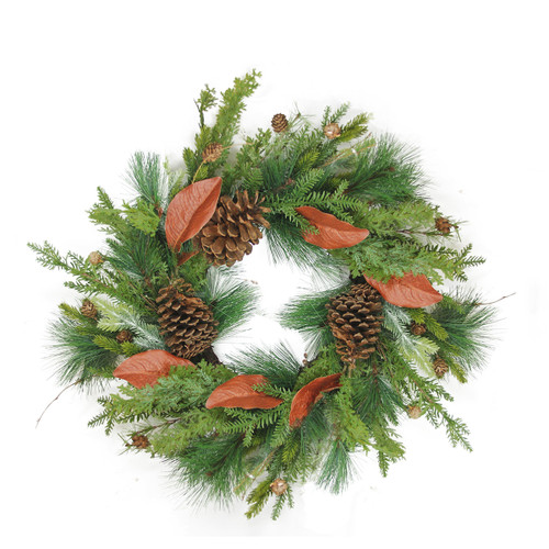 Mixed Pine with Pine Cones Artificial Christmas Wreath - 26" - Unlit - IMAGE 1