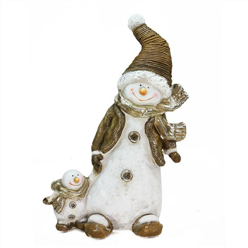 20" Brown and White Snowman with Snow-Baby Christmas Tabletop Figurine - IMAGE 1