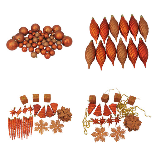 125ct Burnt Orange Shatterproof 4-Finish Christmas Ornaments 5.5" (140mm) - IMAGE 1