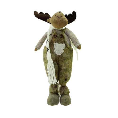 20" Gray and Brown Standing Boy Moose Decorative Christmas Tabletop Figure - IMAGE 1