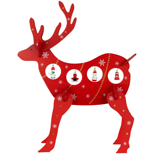 Reindeer Cut-Out Ornament Holder Christmas Decoration - 13.25" - Red and White - IMAGE 1