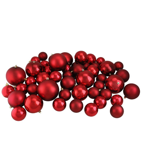 50ct Hot Red Shatterproof 2-Finish Christmas Ball Ornaments 4" (100mm) - IMAGE 1