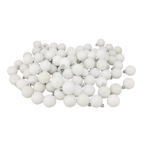 96ct White Shatterproof 4-Finish Christmas Ball Ornaments 1.5" (40mm) - IMAGE 1