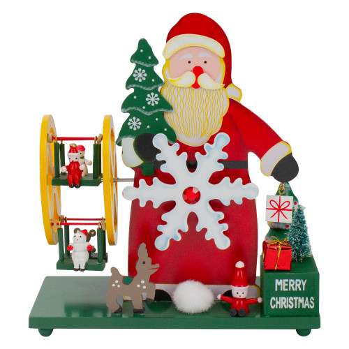 Santa Claus Wonderland Christmas Musical Decoration - 9.5" - Red and Green - IMAGE 1