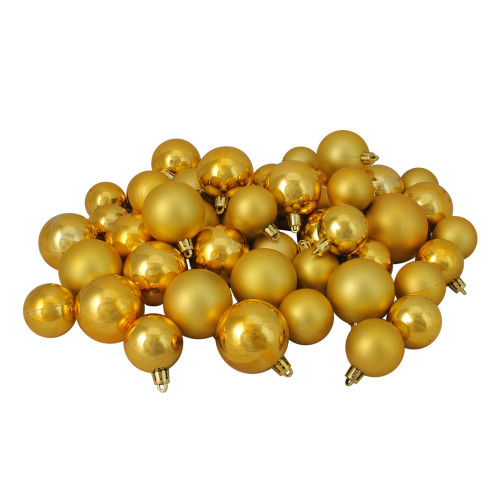 50ct Vegas Gold Shatterproof 2-Finish Christmas Ball Ornaments 2" (50mm) - IMAGE 1