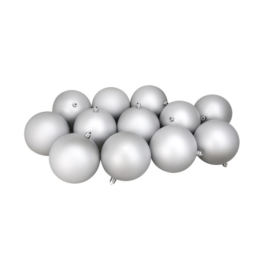12ct Silver Splendor Shatterproof Matte Christmas Ball Ornaments 4" (100mm) - IMAGE 1