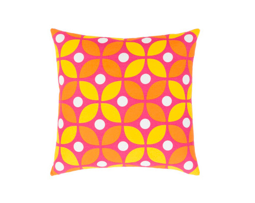 22" Yellow and Orange Square Woven Throw Pillow - IMAGE 1