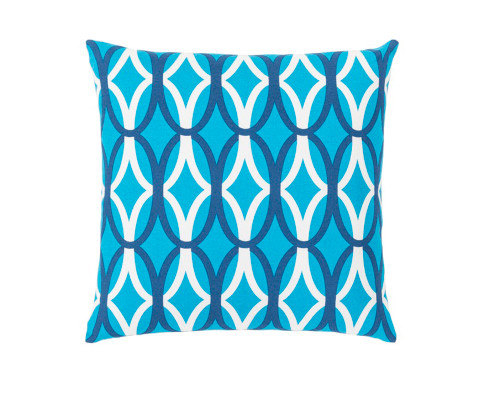 22" Sky Blue and White Trellis Pattern Square Throw Pillow - IMAGE 1