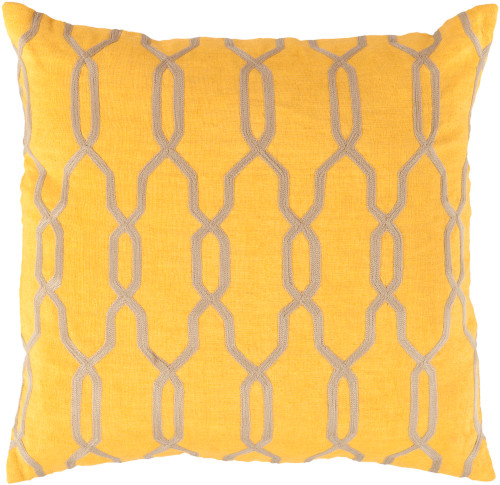 18" Sunflower Yellow and Beige Woven Trellis Throw Pillow - IMAGE 1