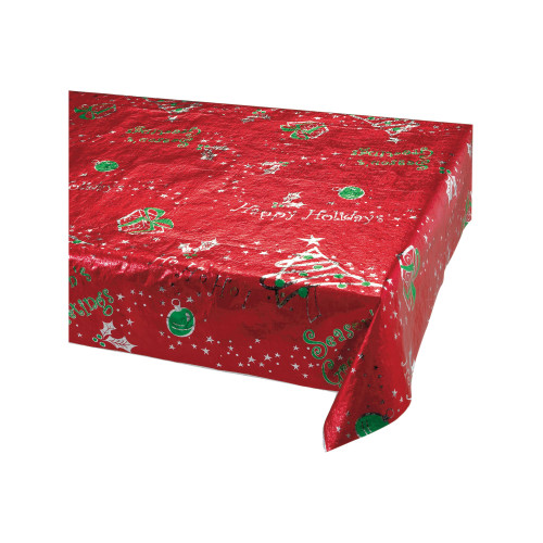 Happy Holidays Rectangular Disposable Party Table Covers - 108" - Pack of 6 - IMAGE 1