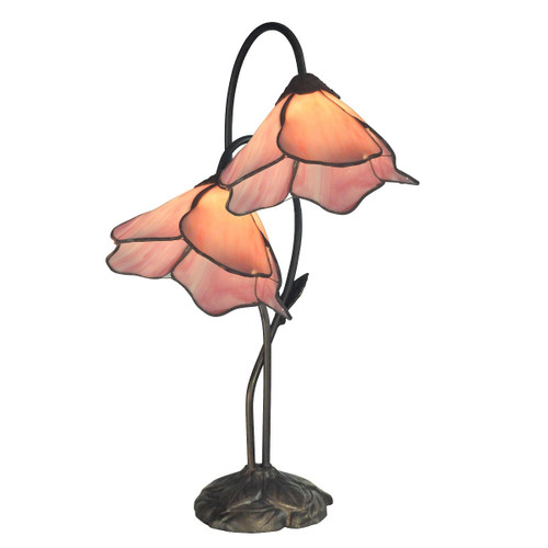 21" Antique Bronze Lily Hand Crafted Glass Tiffany-Style Table Lamp - IMAGE 1