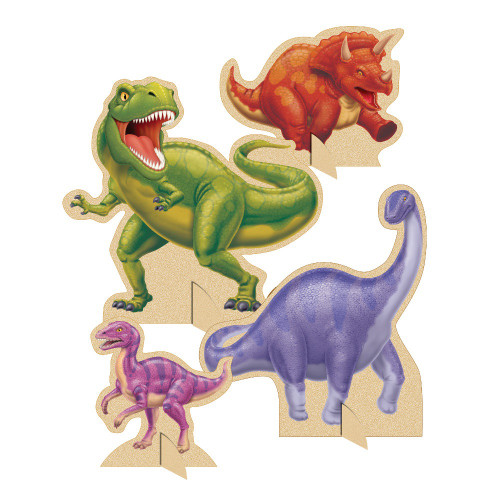Pack of 6 Green Dino Blast Cutouts and Standup Centerpieces 12" - IMAGE 1