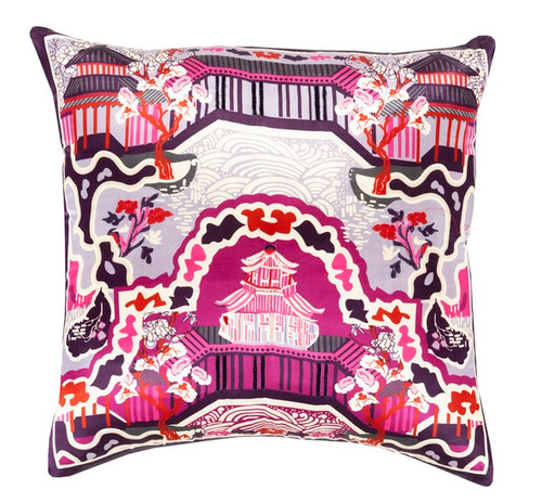 22" Mulberry Pink and Purple Decorative Square Throw Pillow - IMAGE 1