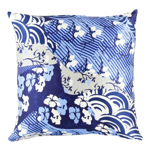 22" Berry Blue and White Decorative Square Throw Pillow - IMAGE 1