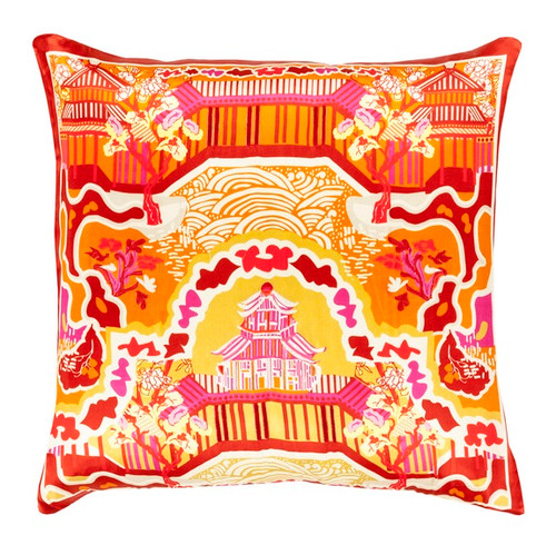 18" Carrot Orange and Pepper Red Decorative Square Throw Pillow - Down Filler - IMAGE 1