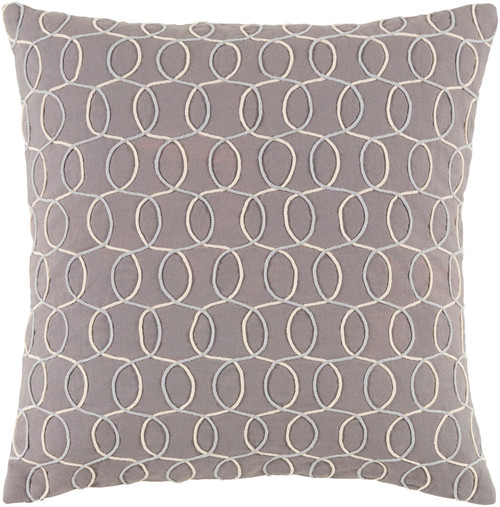 18" Gray and Cream White Contemporary Throw Pillow - Down Filler - IMAGE 1