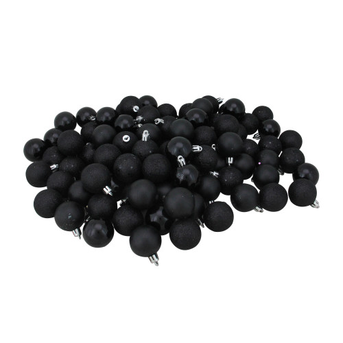 96ct Black Shatterproof 4-Finish Christmas Ball Ornaments 1.5" (40mm) - IMAGE 1