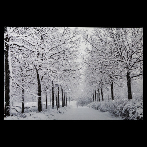 Fiber Optic Lighted Winter Lane Christmas Canvas Wall Art - 23.5" x 15.75" - IMAGE 1
