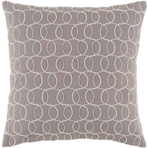 22" Gray and Cream White Contemporary Throw Pillow - IMAGE 1