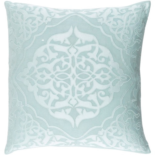 18" Mint Green and Pastel Blue Decorative Square Throw Pillow - IMAGE 1