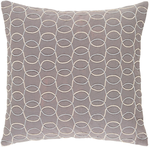 20" Gray and Cream White Contemporary Throw Pillow - Down Filler - IMAGE 1