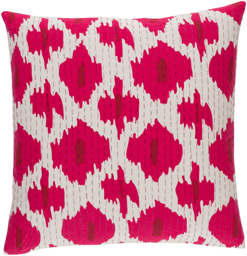 20" Pink and White Square Throw Pillow - Poly Filled - IMAGE 1