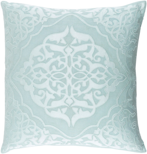 22" Mint Green and Pastel Blue Decorative Square Throw Pillow - Down Filler - IMAGE 1