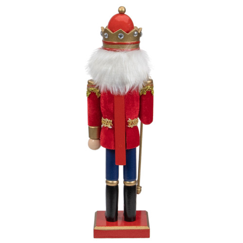 14" Red & Gold Traditional Christmas Nutcracker King with Scepter