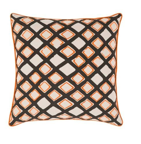 18" Orange and Black Contemporary Square Throw Pillow - IMAGE 1