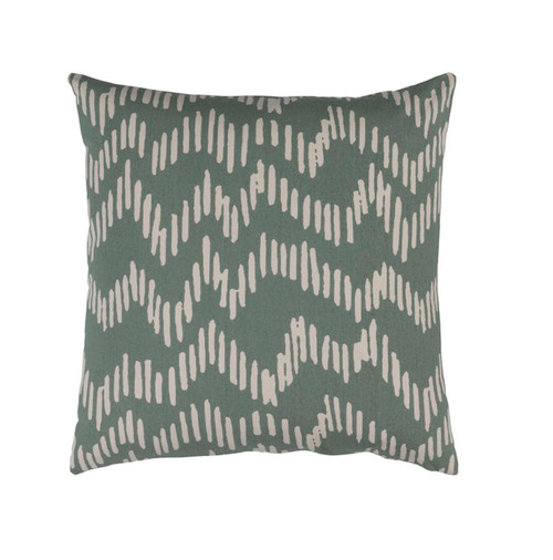 22" Broken Lines Sage Green and Khaki Brown Decorative Throw Pillow - Down Filler - IMAGE 1