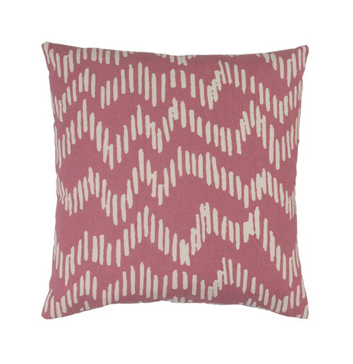 22" Broken Lines Red Apple and Khaki Brown Decorative Throw Pillow - Polyester Filled - IMAGE 1
